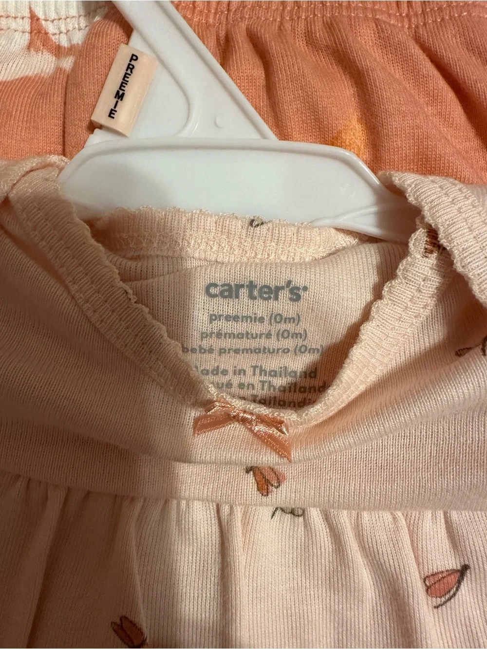 NWT Baby sleeper gowns. Carter's Preemie- 2-Pack- peach and rust orange.